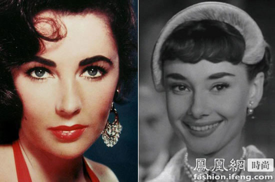 1950年代女星Elizabeth Taylor、Audrey Hepburn